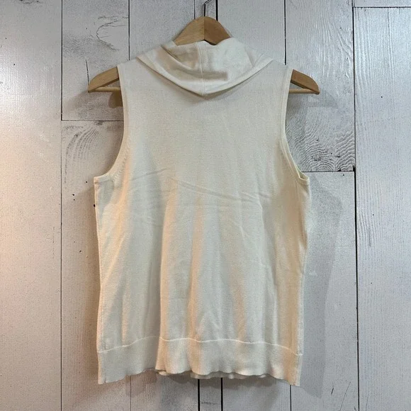 Merona Cream Ivory Cowl‎ Neck Sleeveless Knit Top Sweater Womens Size M - Picture 3 of 3
